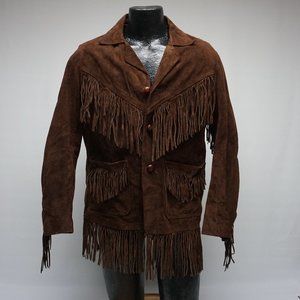 Vintage Genuine Leather Western Fringe Jacket size med